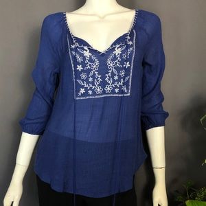 E HANGER M Embroidered Peasant Blouse